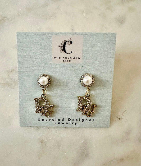 Dior rhinestone and faux pearl earrings