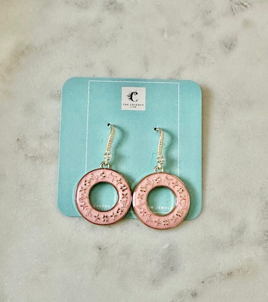 LV pink donut earrings