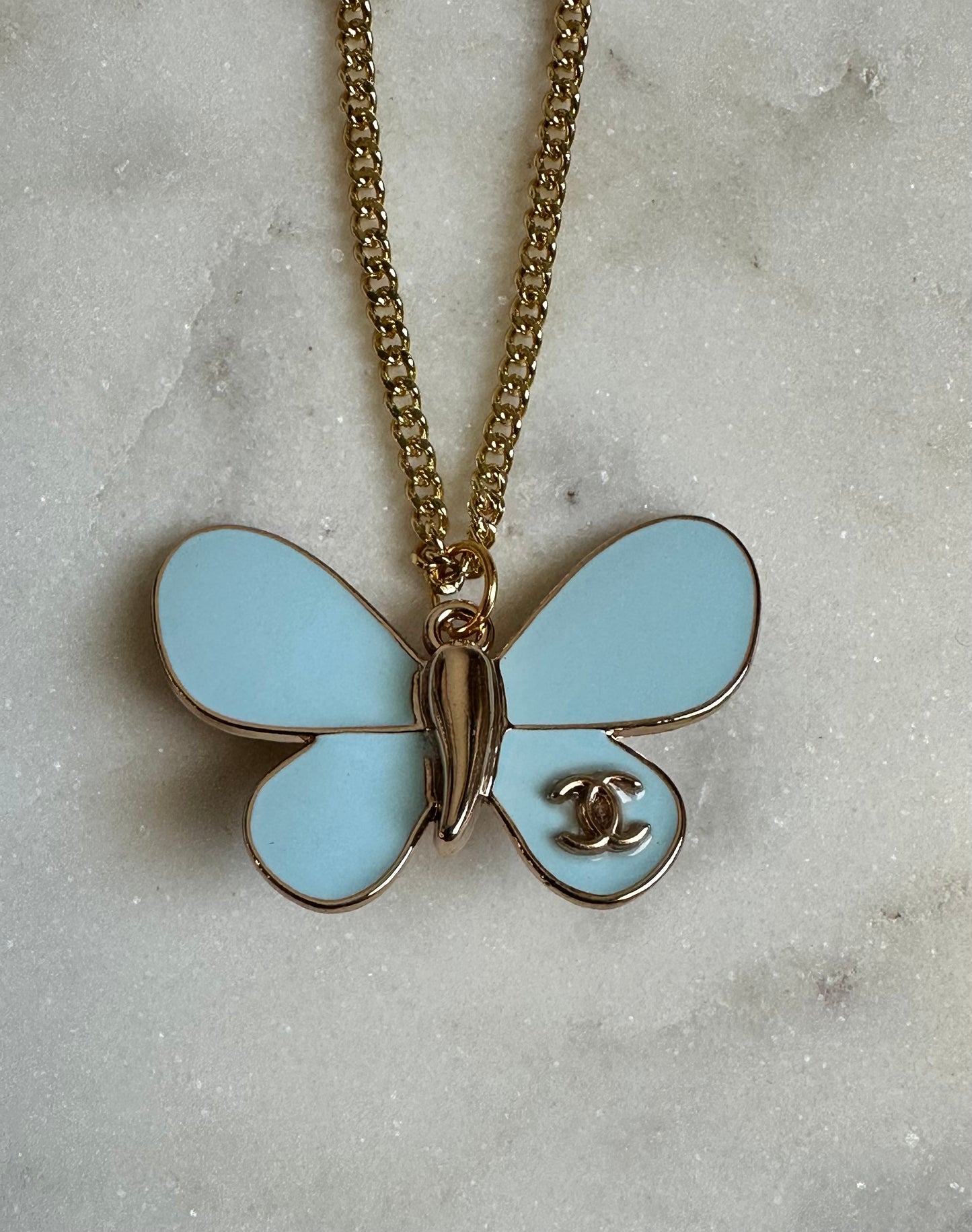 CC blue butterfly necklace