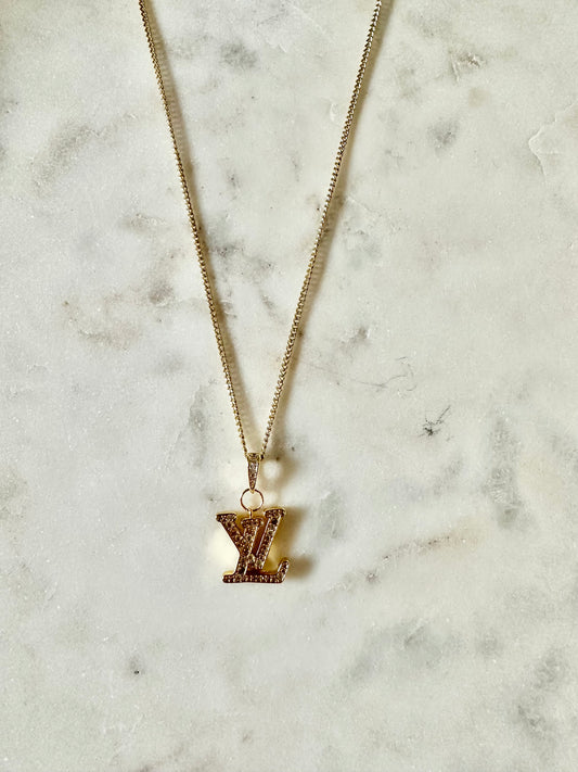 LV rhinestone necklace