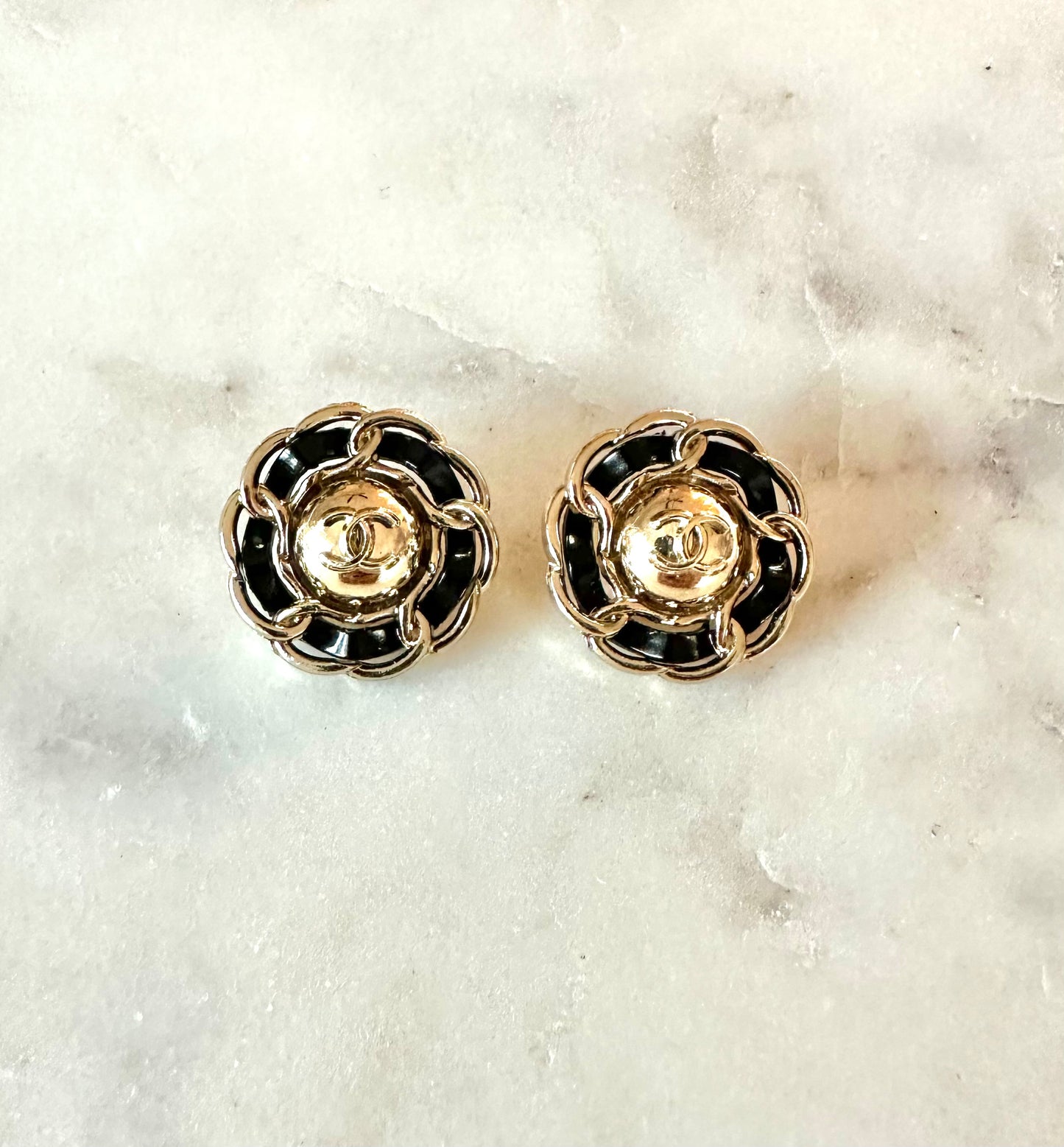 CC button earrings