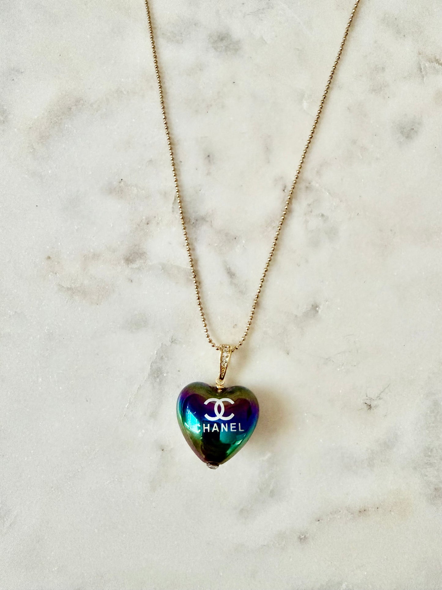CC iridescent heart necklace