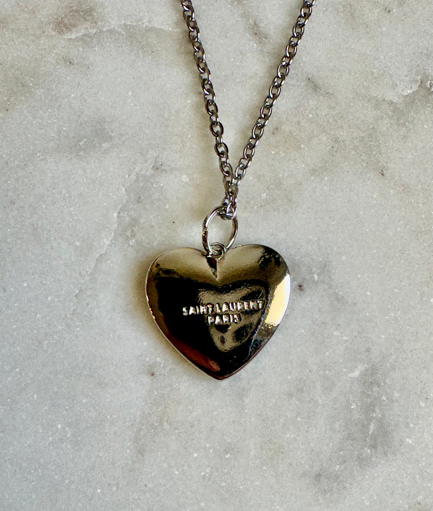 YSL black heart necklace