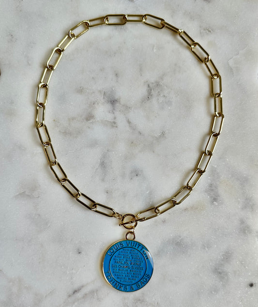LV blue trunks&bags necklace