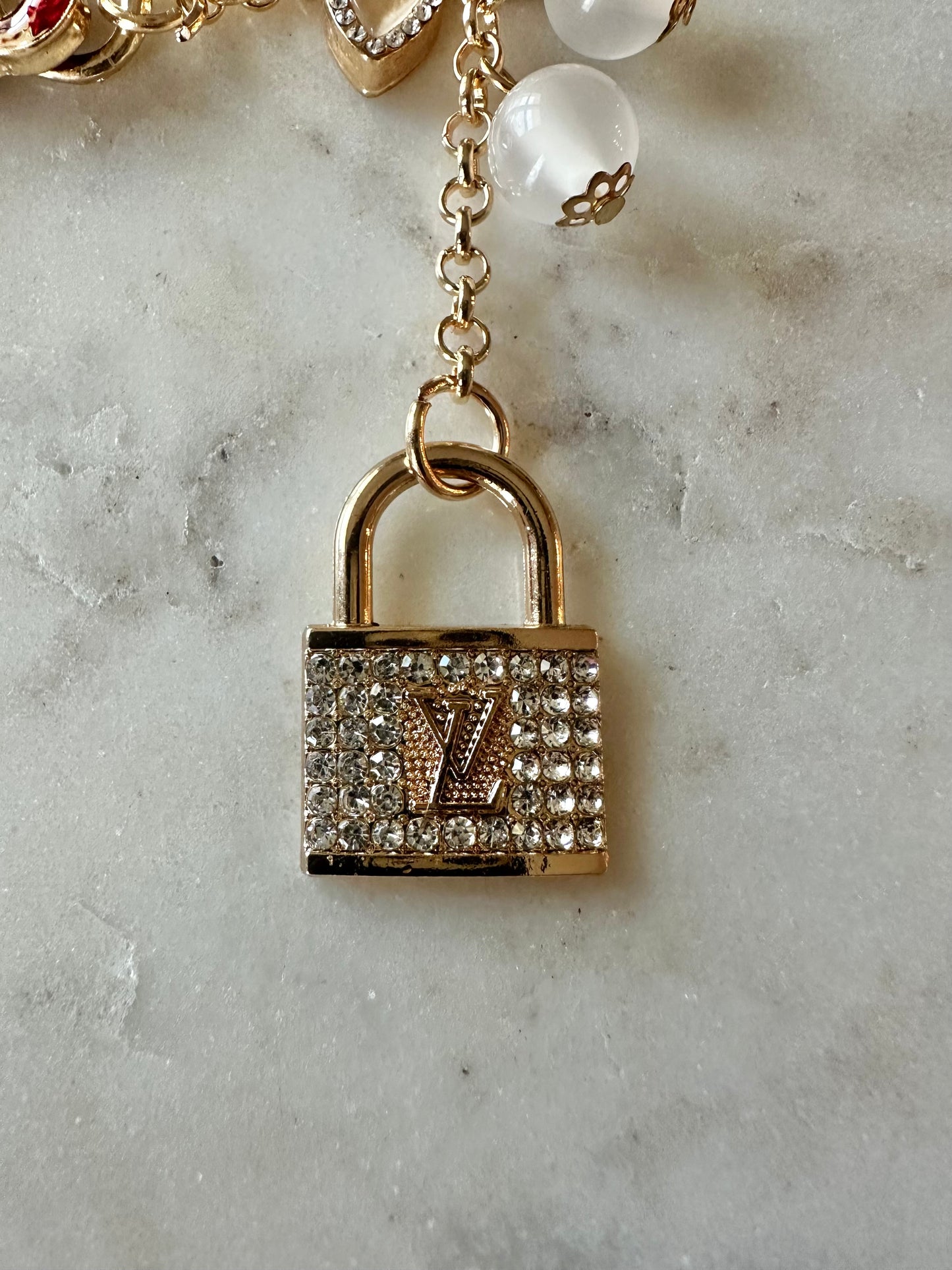 LV lock and key keychain
