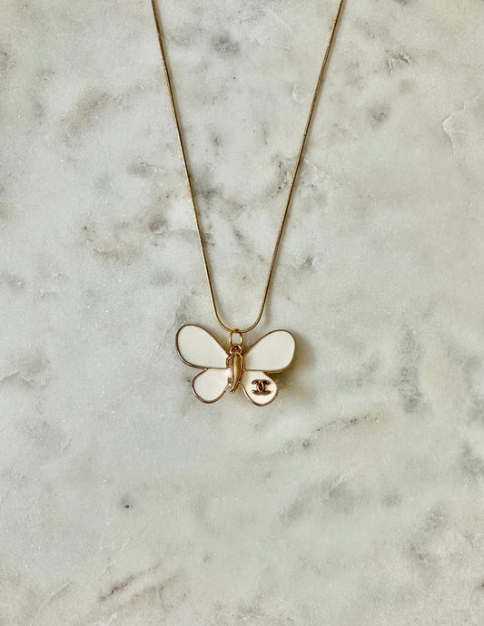 CC white butterfly necklace