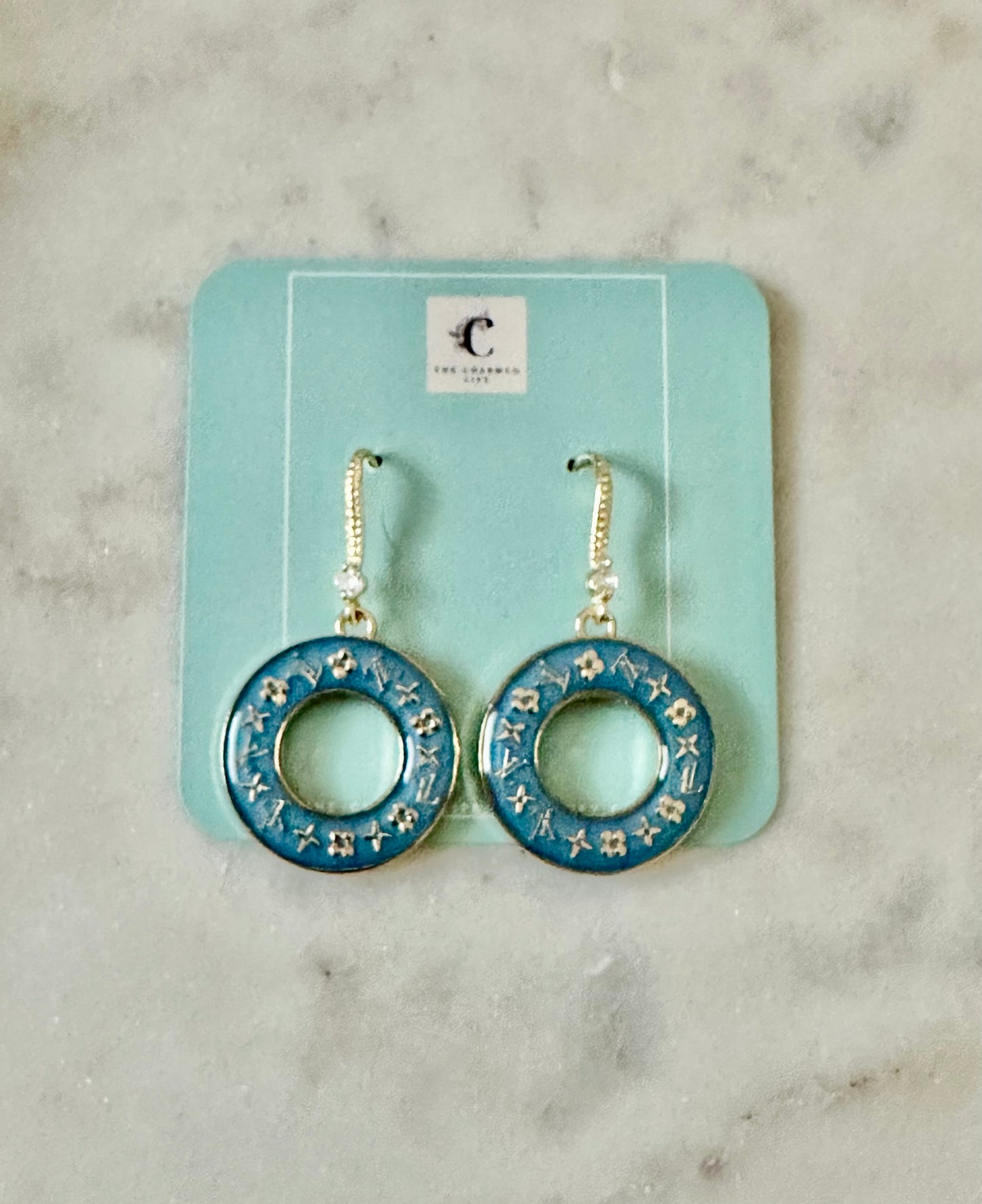 LV blue donut earrings