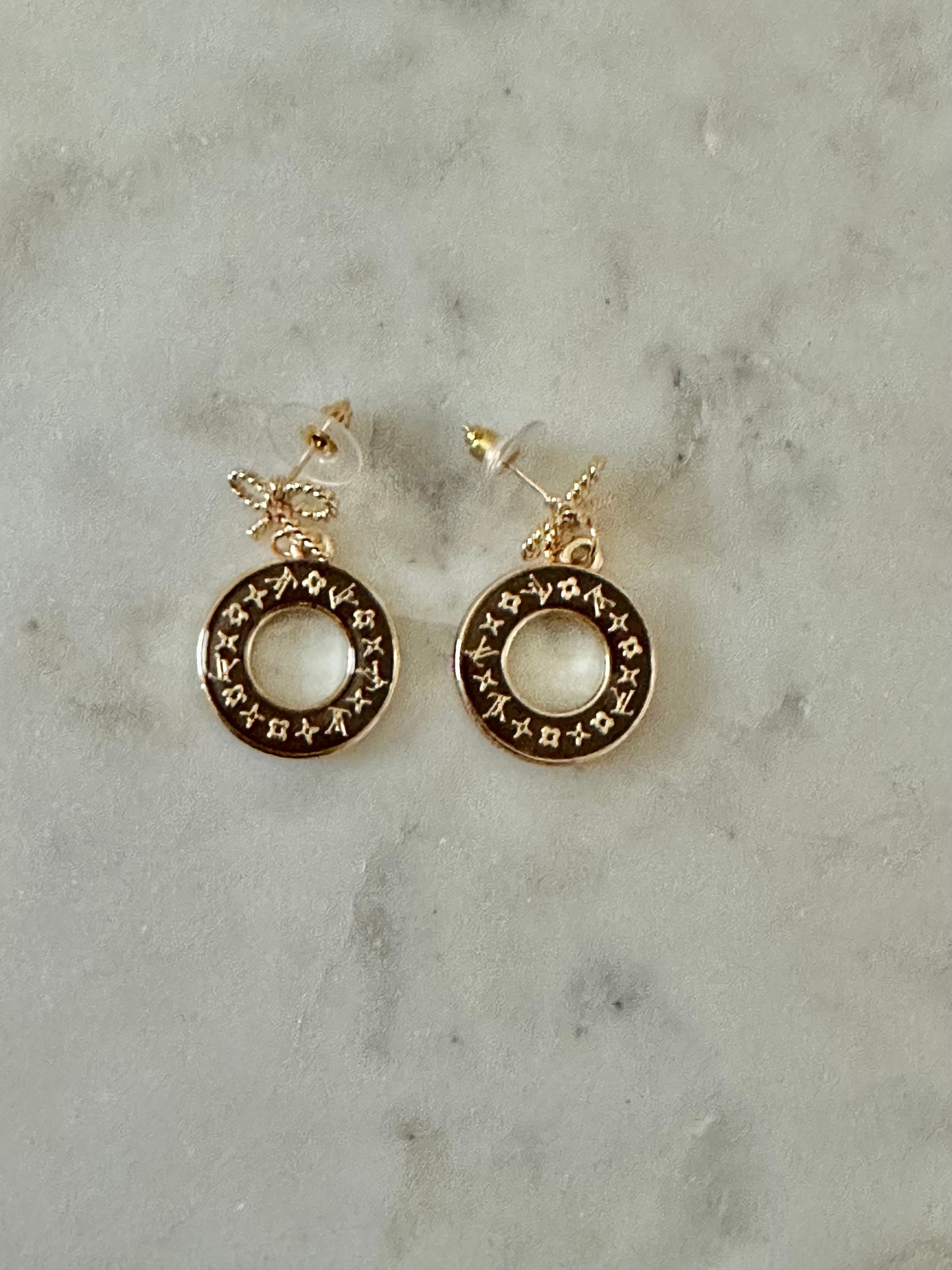 LV brown mini donut earrings