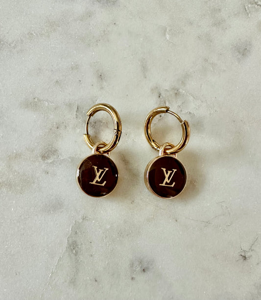 LV chocolate brown hoop earrings