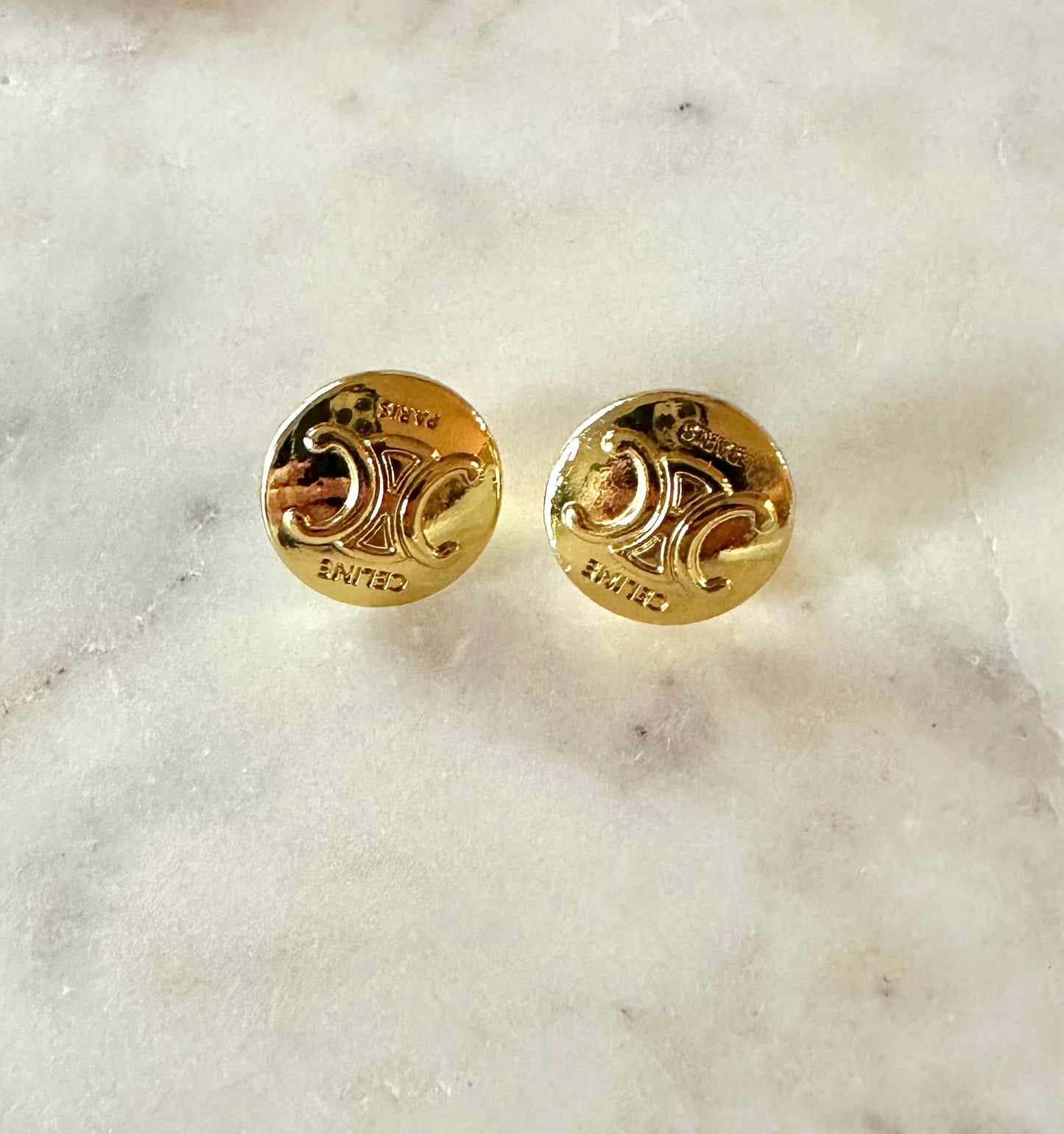 Celine gold button earrings