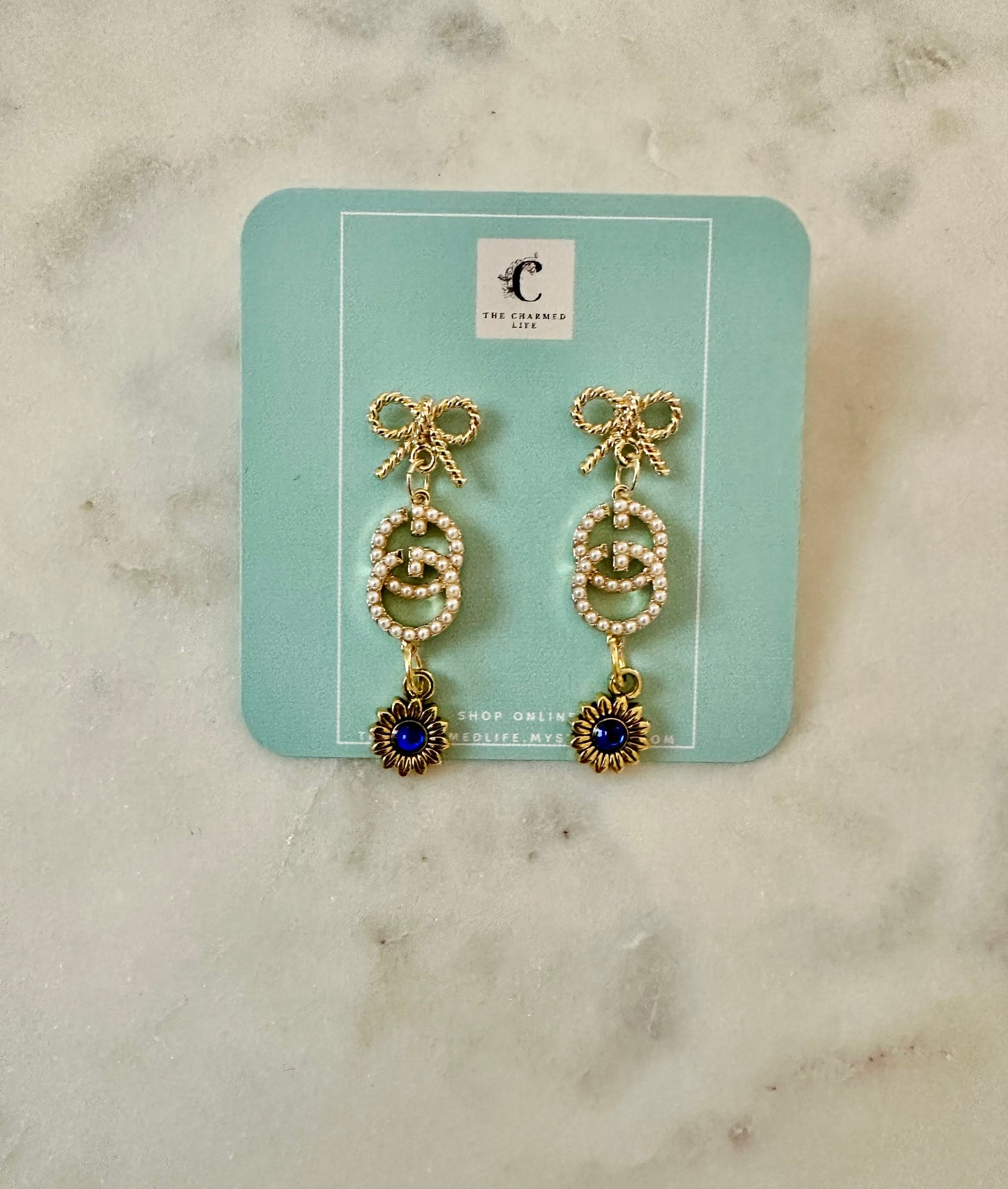 Gucci faux pearl bow earrings