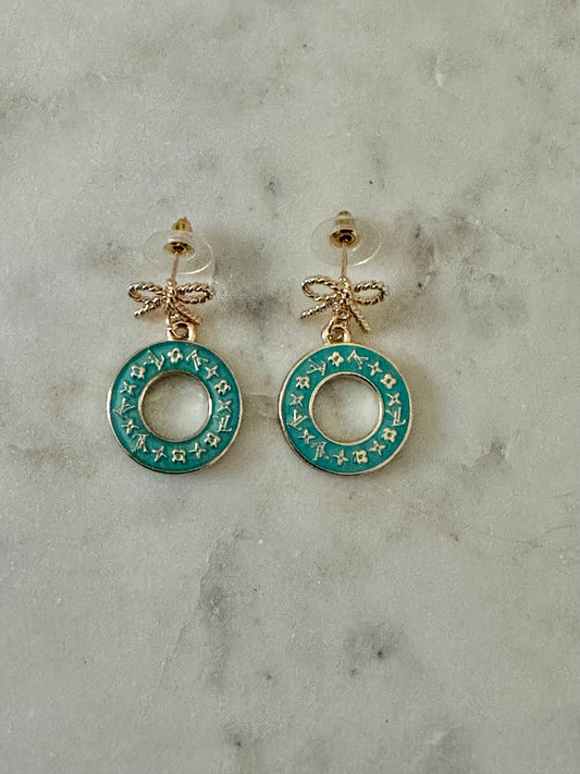 LV teal blue mini donut earrings