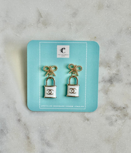 CC lock bow earrings