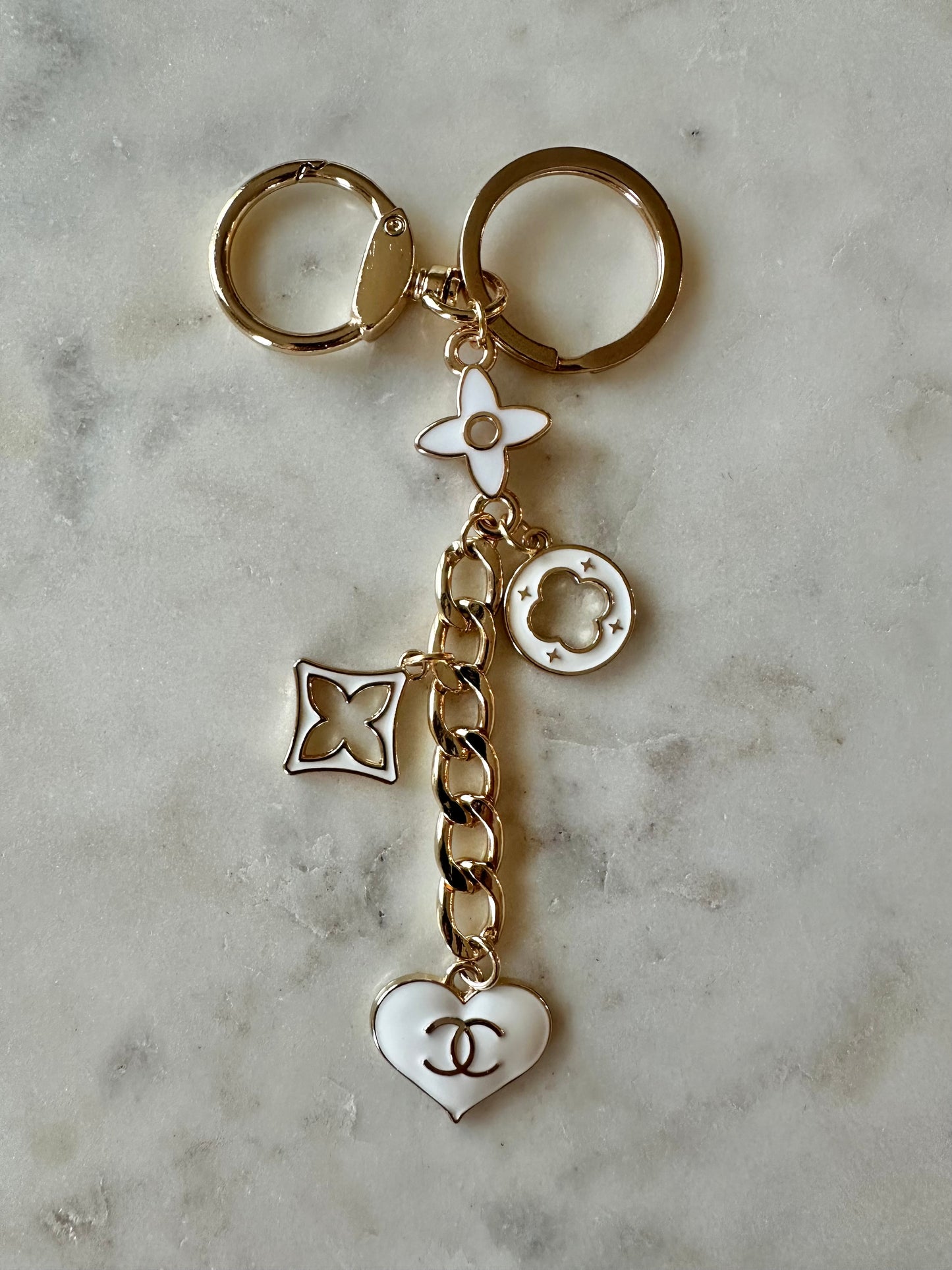 CC white heart keychain