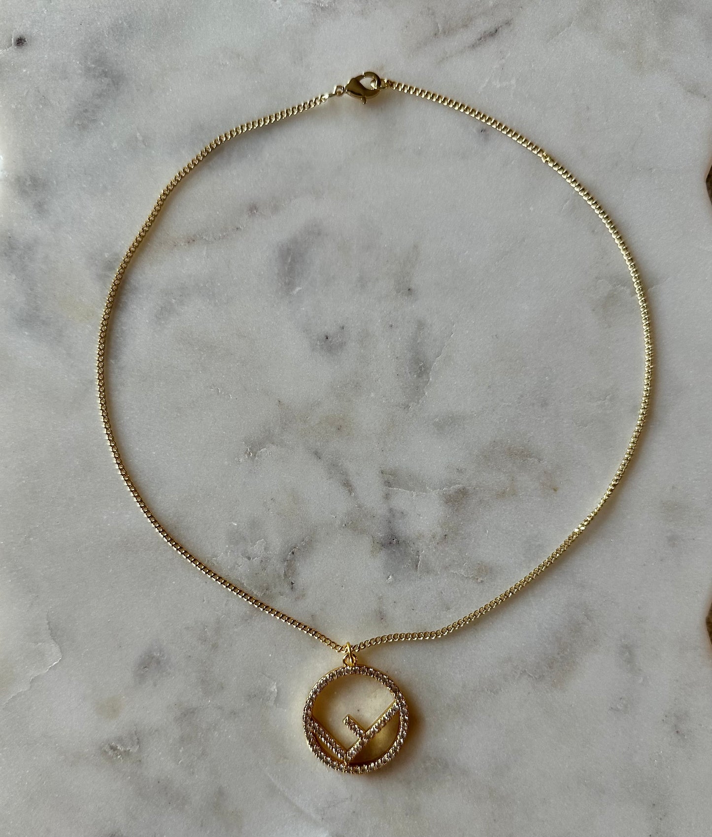 Fendi rhinestone necklace 16”