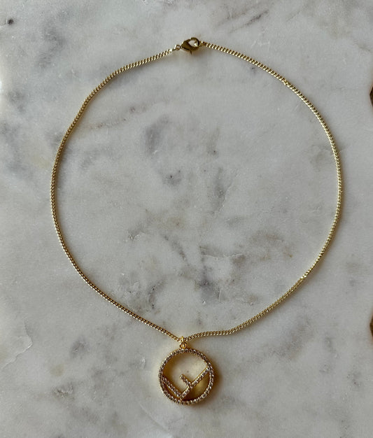 Fendi rhinestone necklace 16”