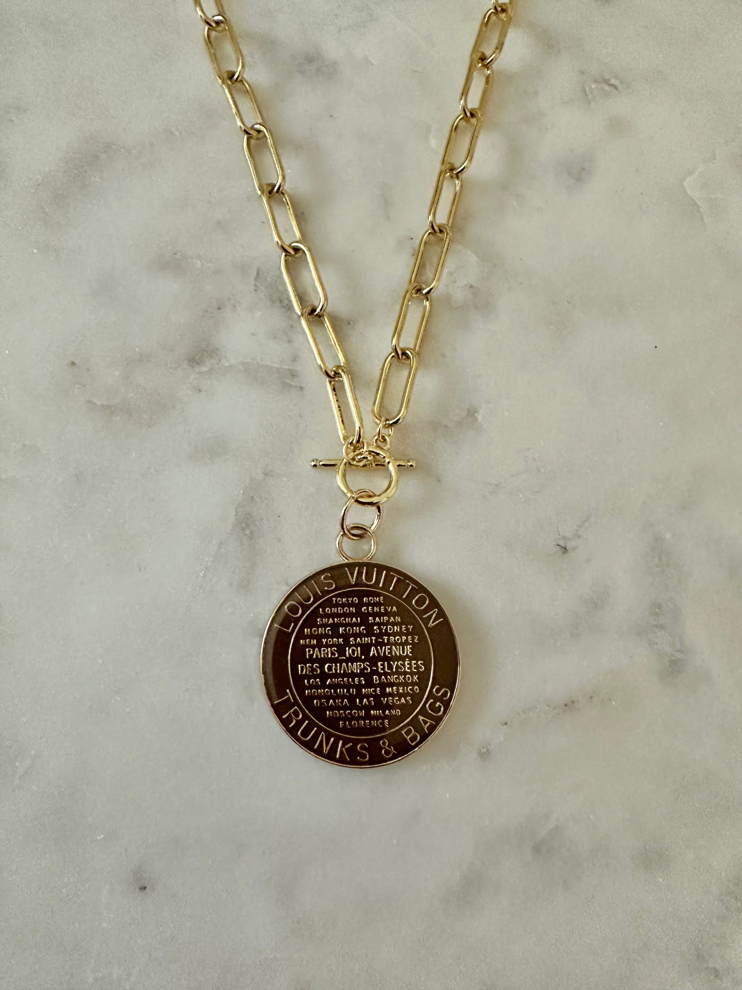 LV trunks&bag medallion necklace