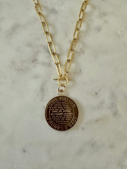 LV trunks&bag medallion necklace