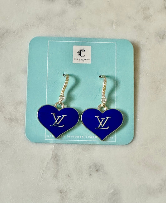 LV blue heart earrings