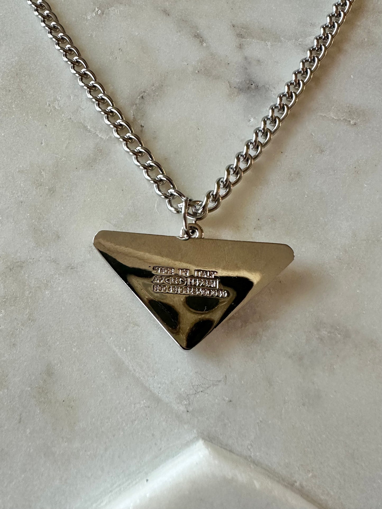 Prada pink stainless steel necklace 16”