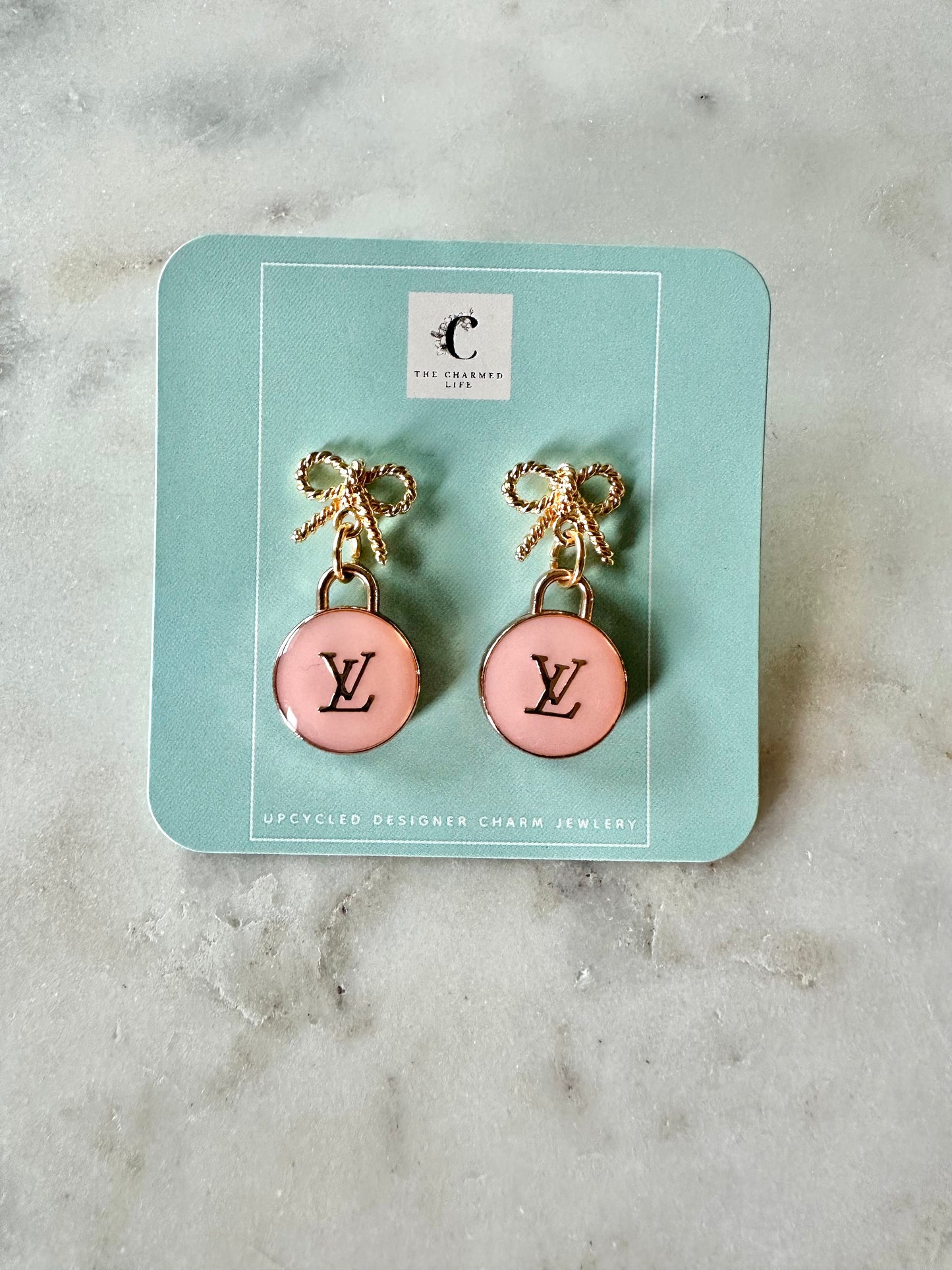 LV pink and bow earrings