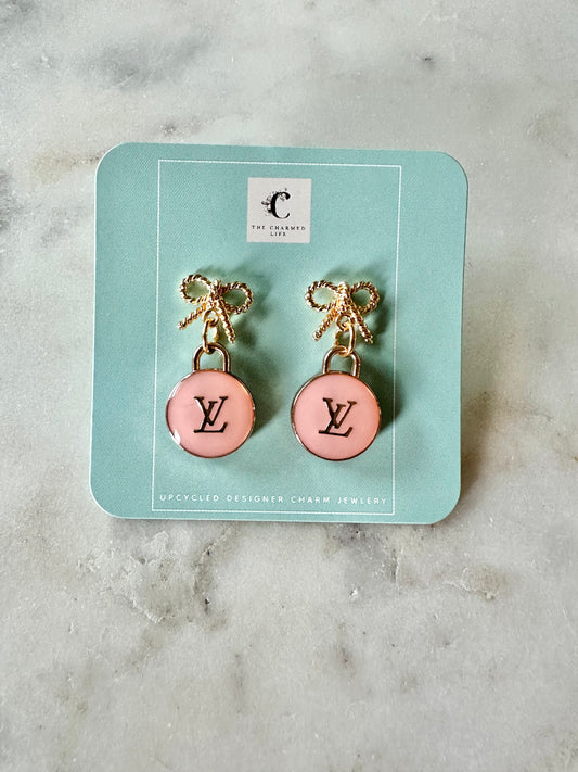 LV pink and bow earrings