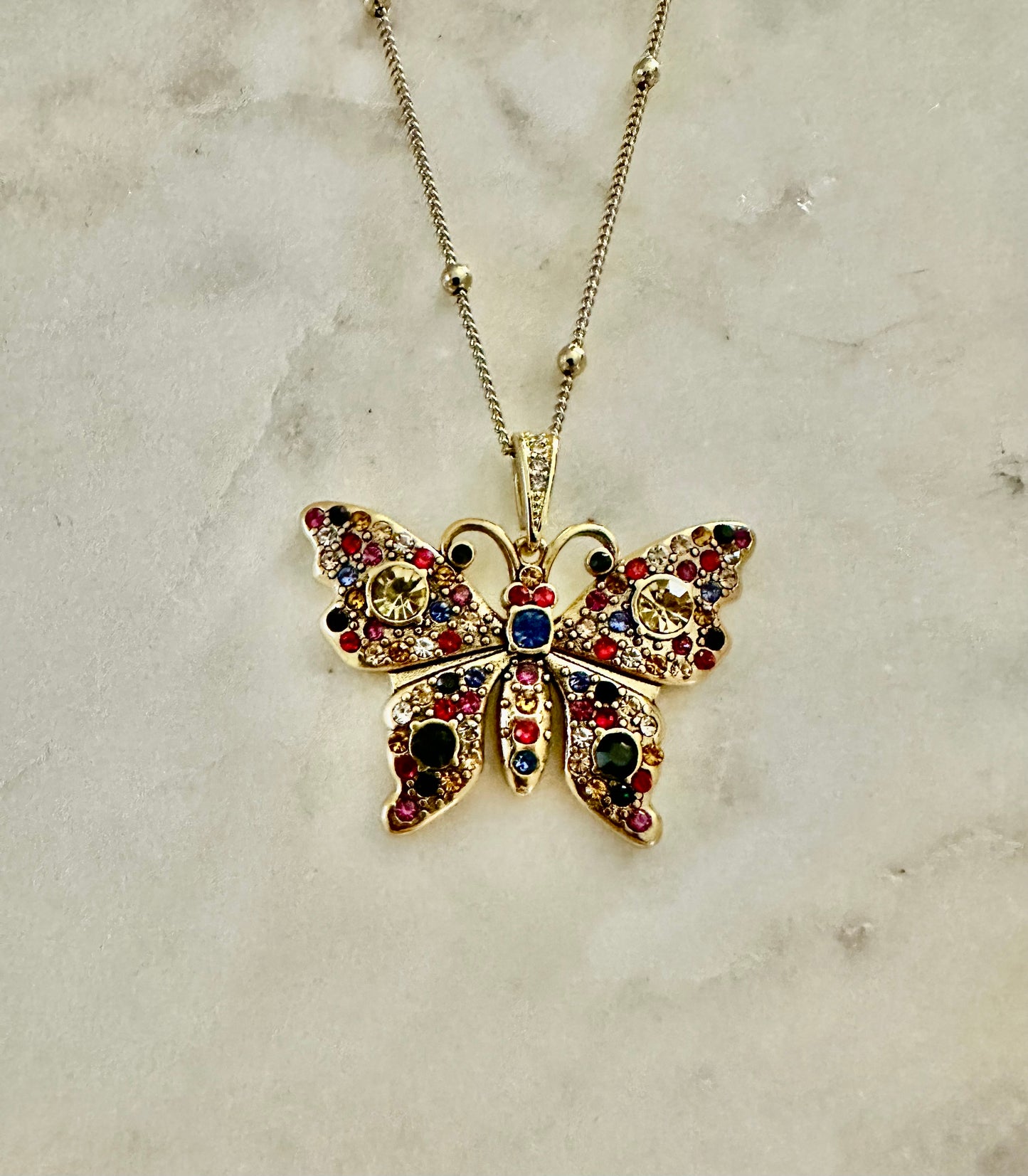Gucci butterfly rhinestone necklace