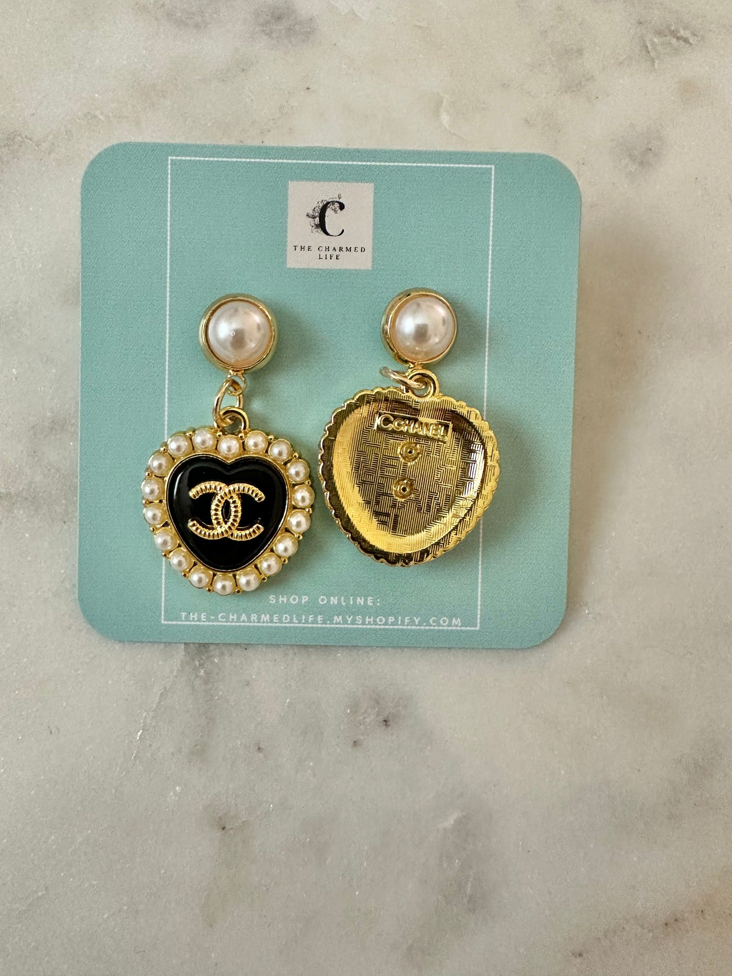 CC heart w/faux pearl earrings