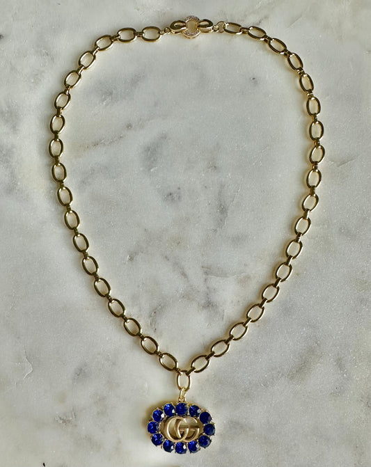 Gucci royal blue rhinestone necklace
