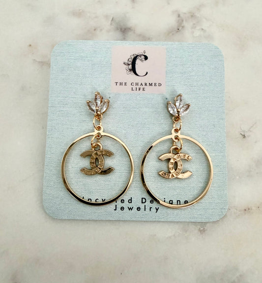 CC with rhinestone halo earrings