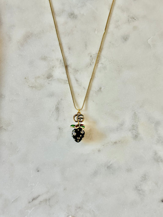 Gucci black strawberry necklace