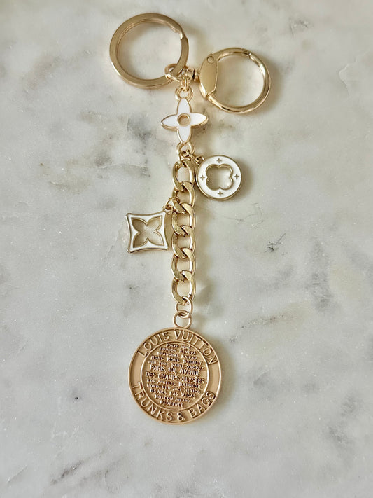 LV matte gold tone trunks and bags keychain/bag charm