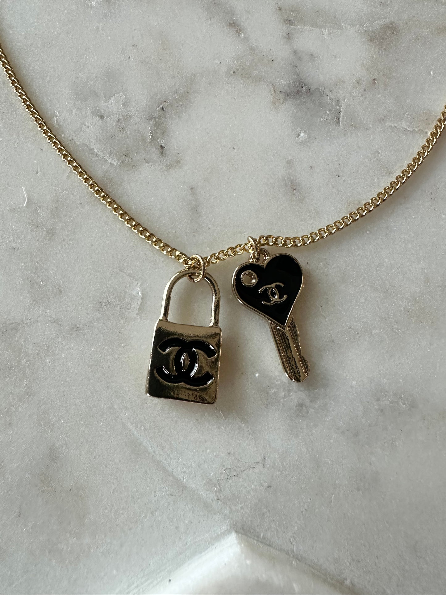 CC lock and key necklace 16”