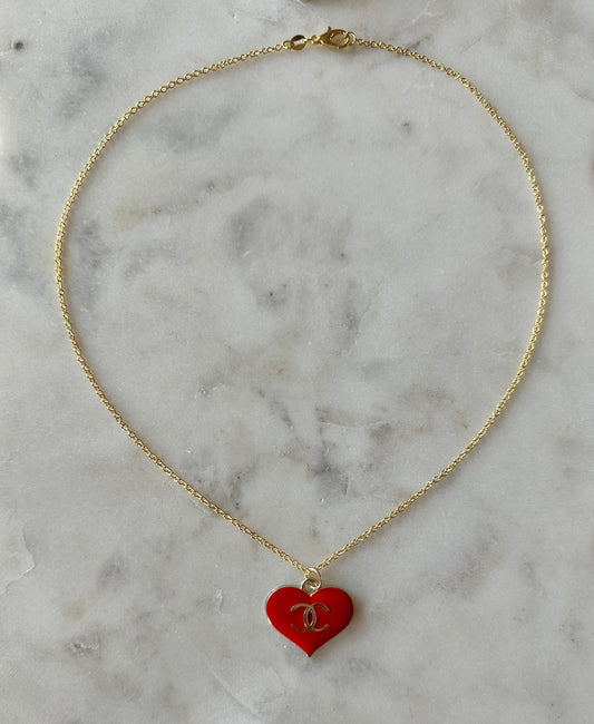 CC red heart necklace 18”