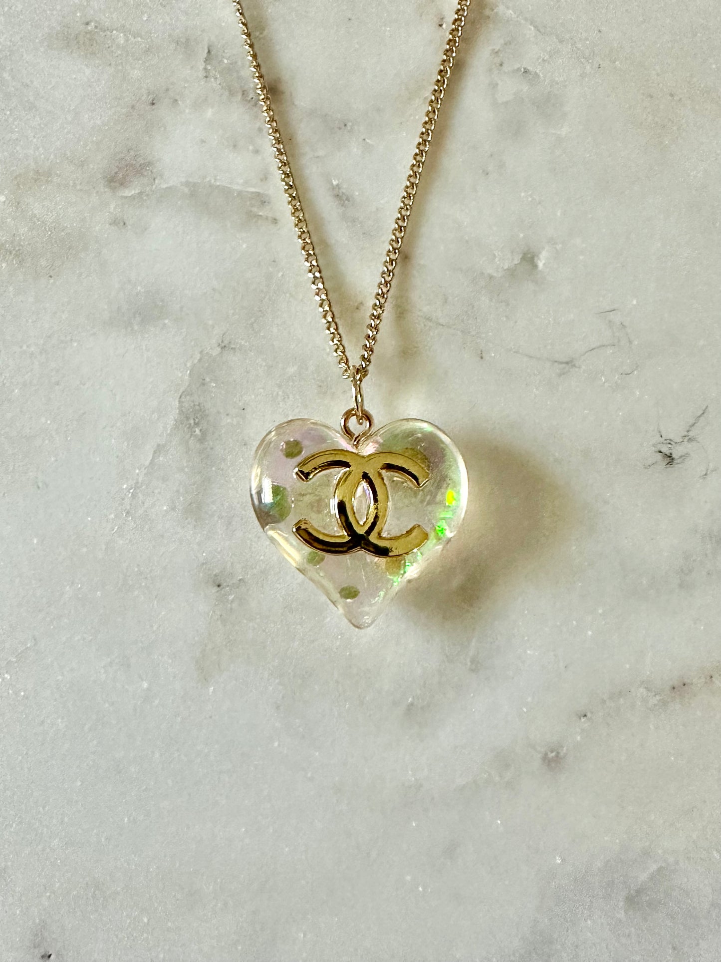CC iridescent heart necklace
