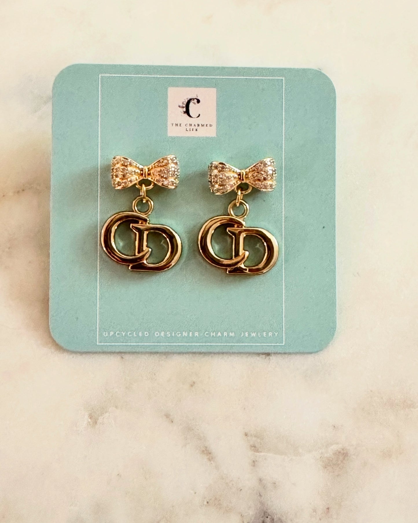 CD bow earrings
