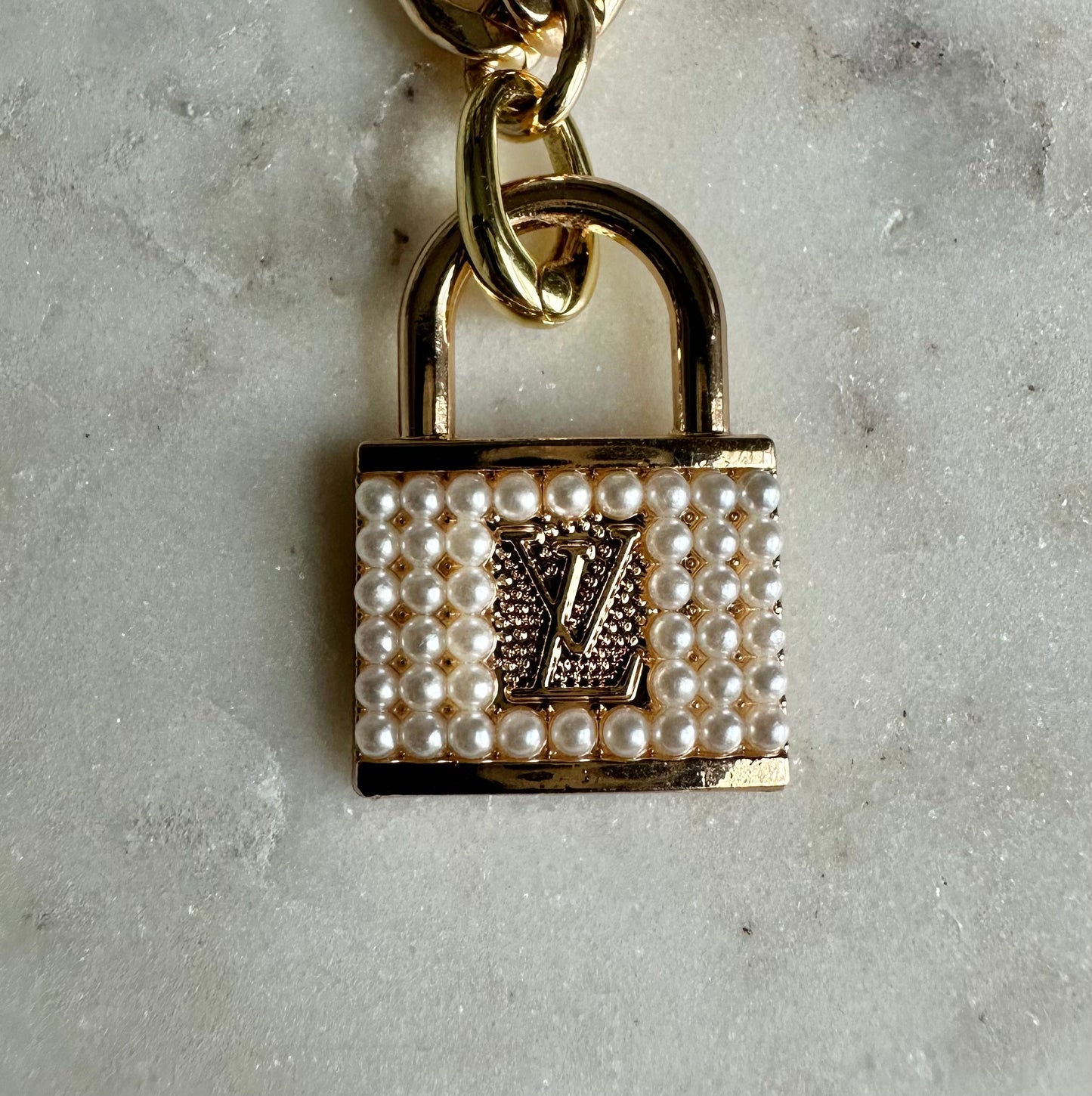 LV pearl lock necklace