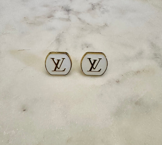 LV button earrings
