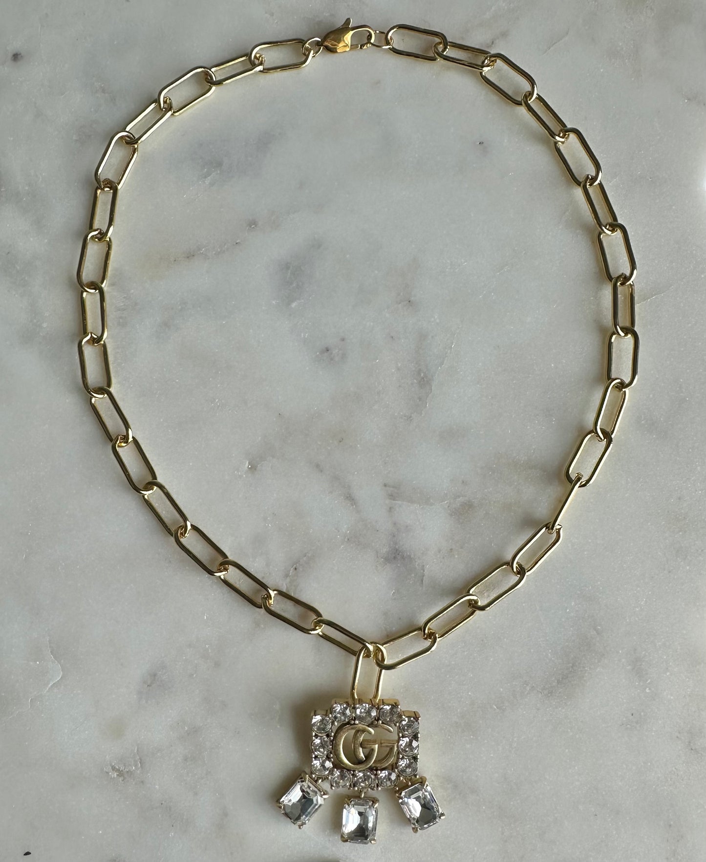 Gucci dangle rhinestone necklace