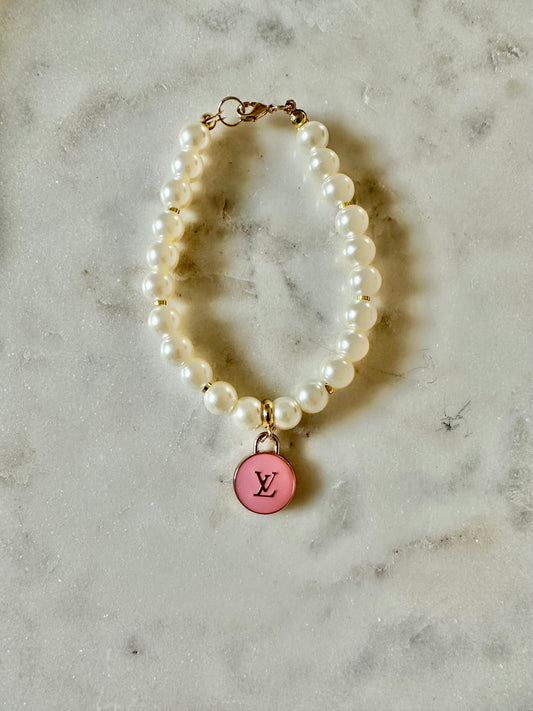 LV pink and faux pearl bracelet