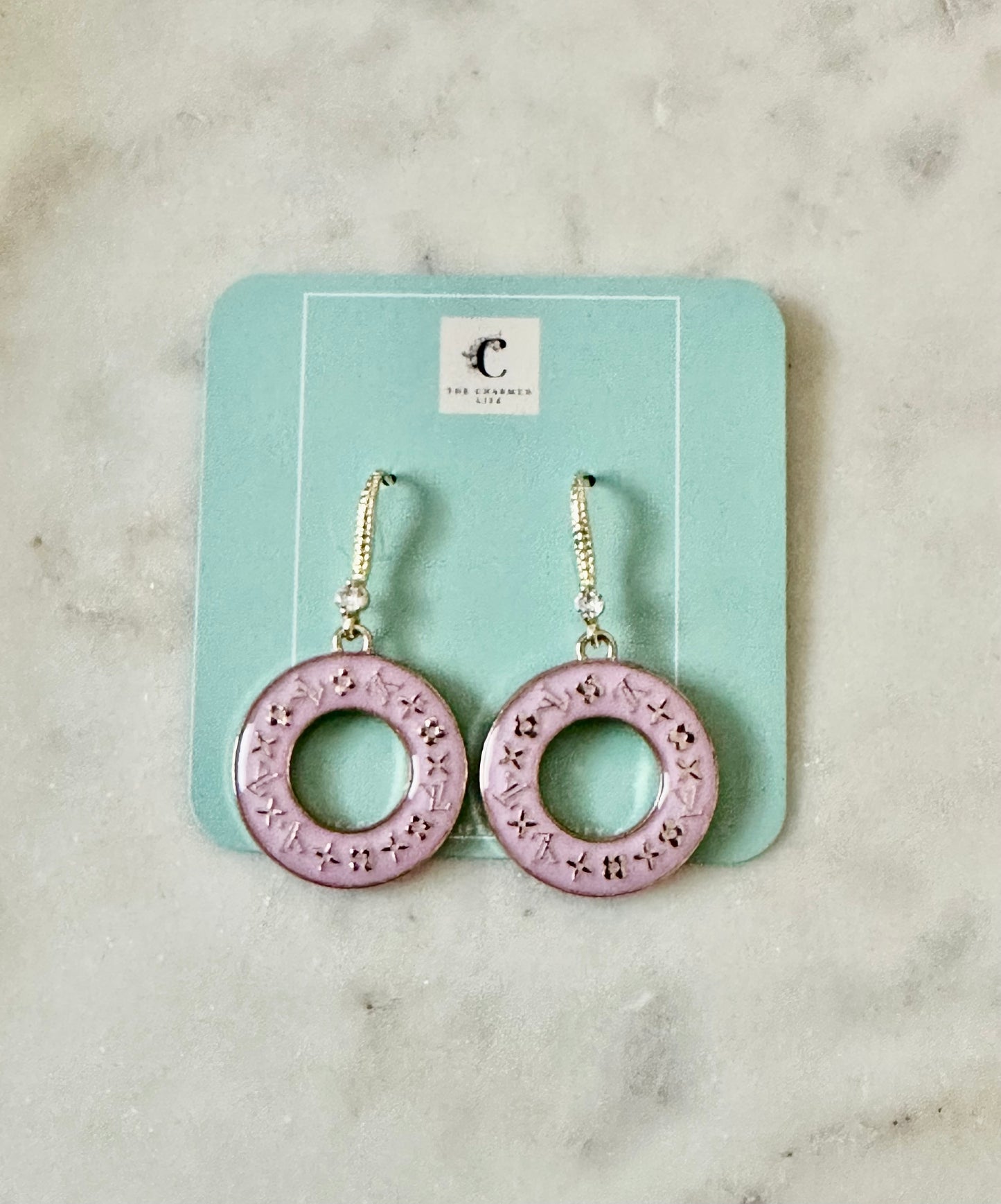 LV lavender donut earrings