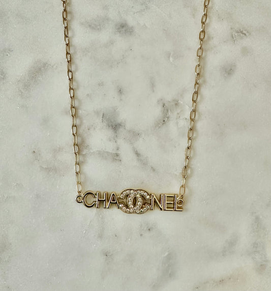 CC rhinestone bar necklace