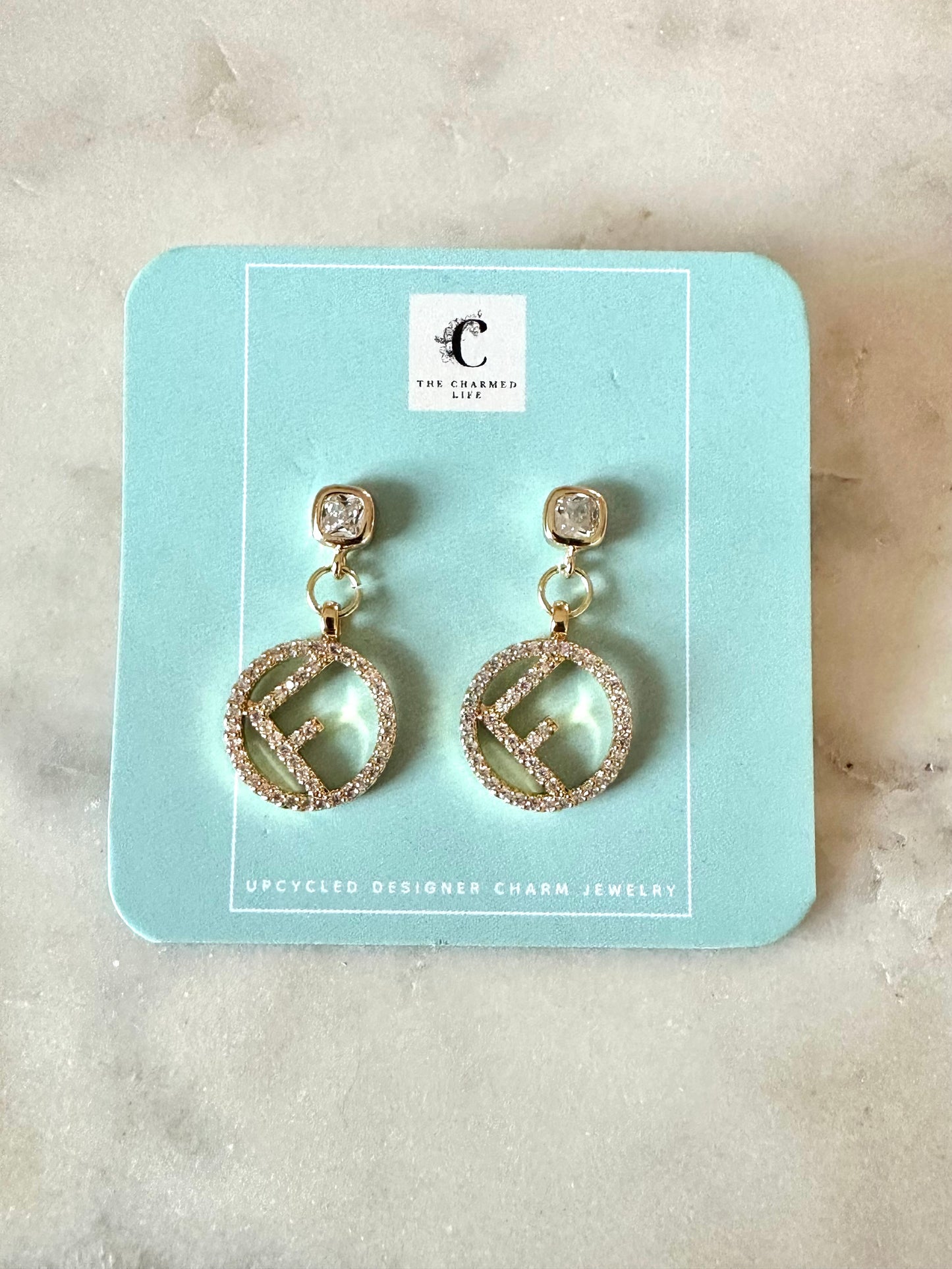 Fendi rhinestone pendant earrings