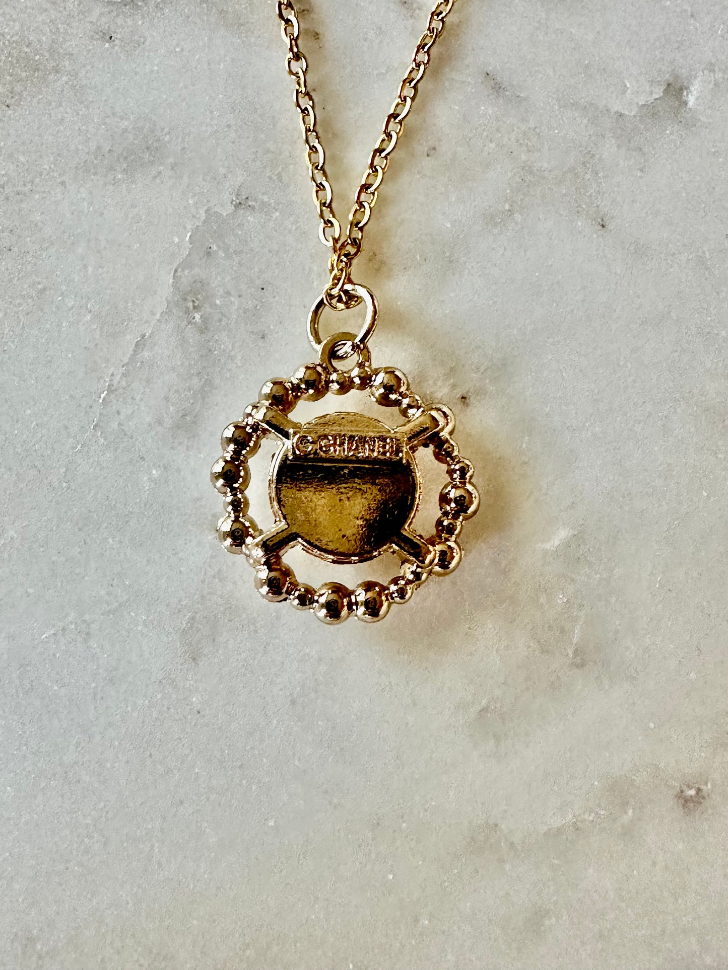 CC rhinestone round necklace