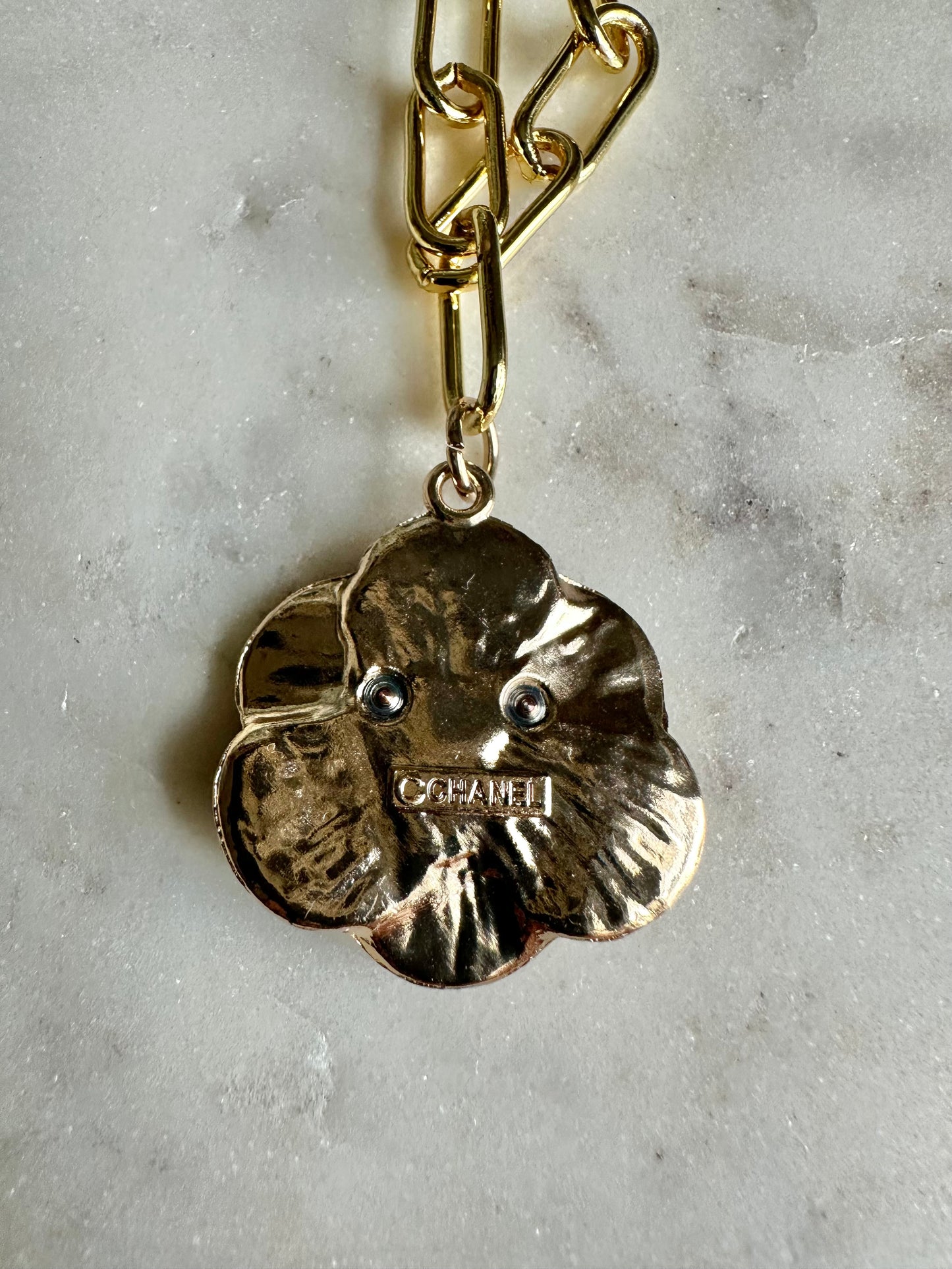 CC black camellia flower necklace