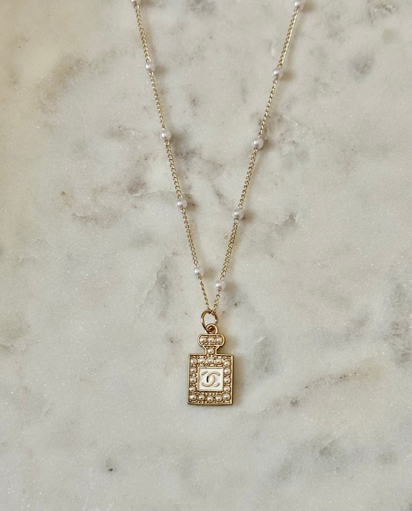 CC Perfume/Pearl bottle necklace
