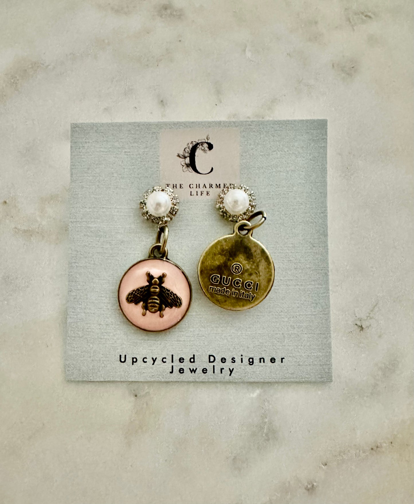Gucci pink bee earrings