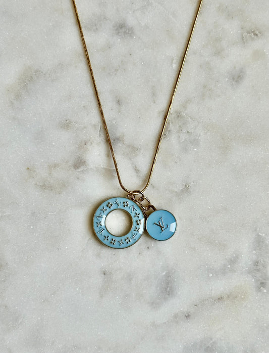 LV blue donut necklace