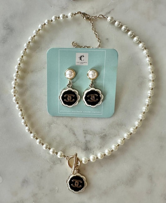 CC Camellia flower faux pearl set