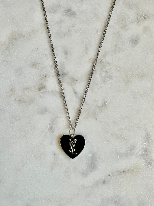 YSL black heart necklace